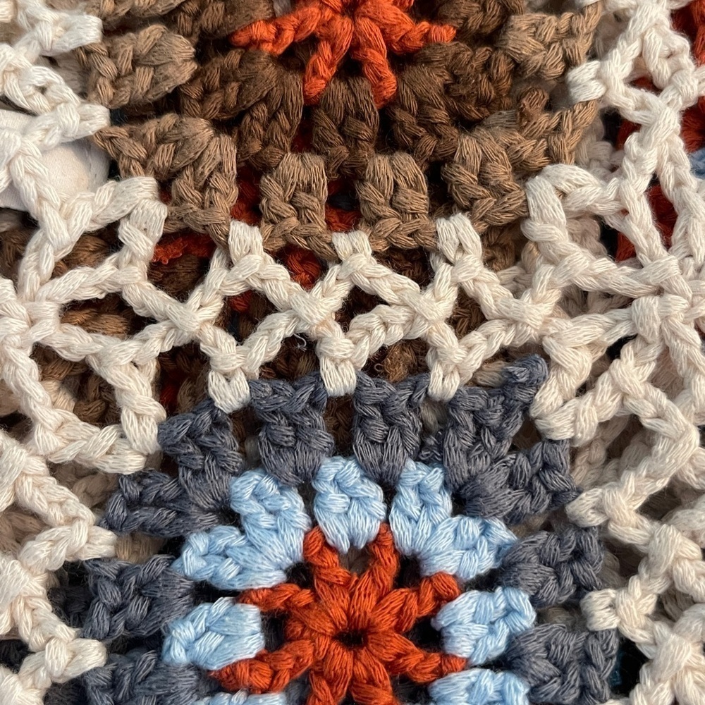 RSQ Granny Square Crochet Crop Tank Medium Boho Festival 70s Retro Floral Top - Picture 7 of 8